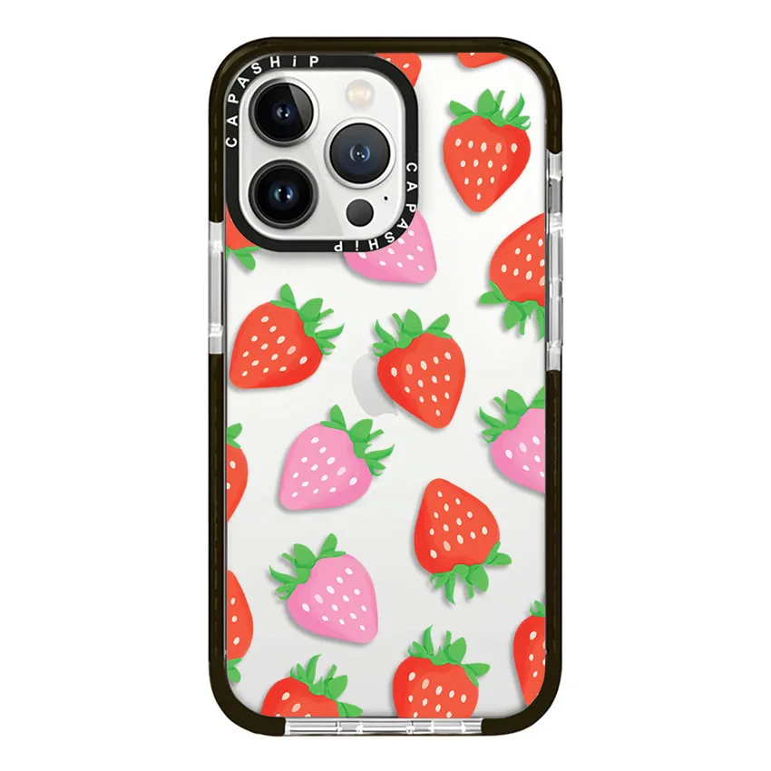 Full Screen Strawberry Lemon Case For iPhone 16 15 14 13 12 11 Pro X XS XR Max 7 8 Plus SE Soft TPU Shockproof Back Cover