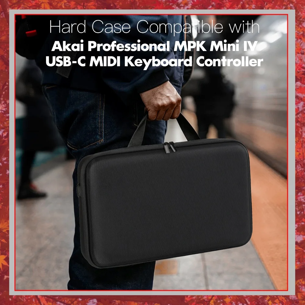 Hard Case for Akai Professional MPK Mini IV USB-C MIDI Keyboard Controller EVA Waterproof Travel Bag with Shoulder Strap