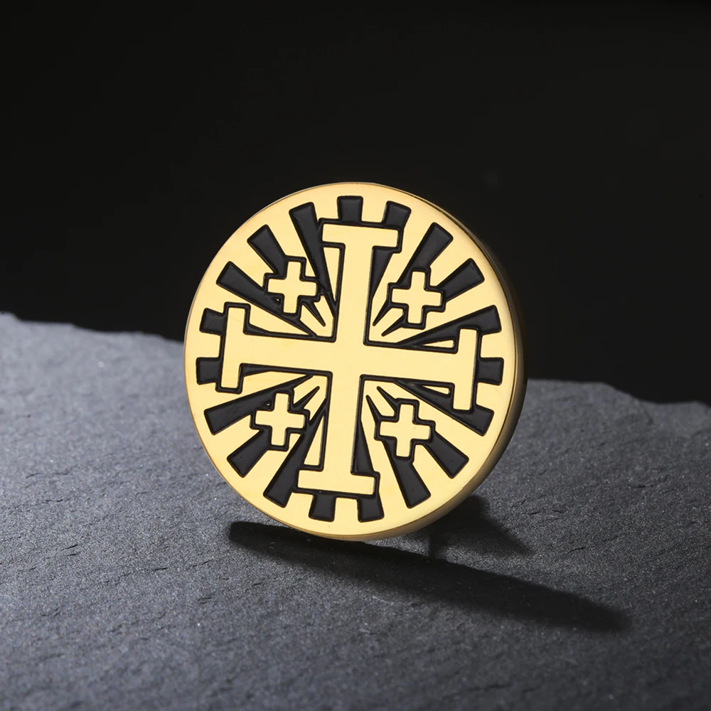 Dawapara Jerusalem Kreuz Brosche Pins Religiöses Gebet Glaube Griechisch-orthodoxer Schmuck Schutz Amulett Edelstahl Zubehör – Detail 17
