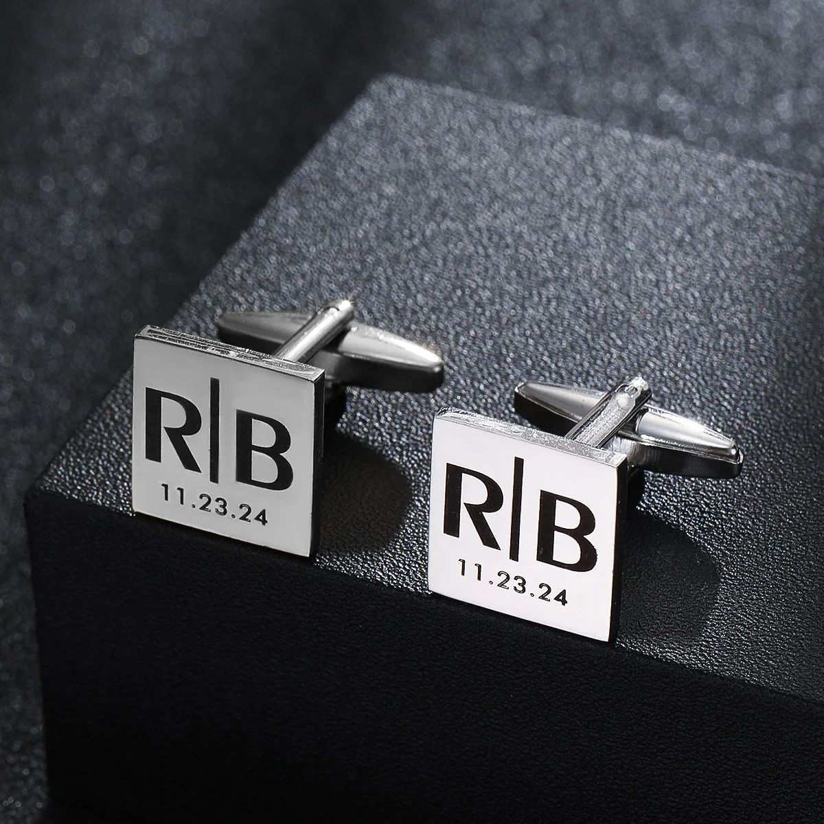 Men Custom Content Engraving  Name Date Cufflinks Wedding Accessories Gift Stainless Steel Sleeve Button Square Jewelry