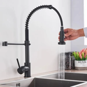 Schwarz Matte zieht die Küchenhahn -Chrom -Düsendüse heißer Wassermischer und kalter Kran Waschbecken Waschbecken Bronze Küche 6 Hauptverkaufskitchen Chrom Tap - №1