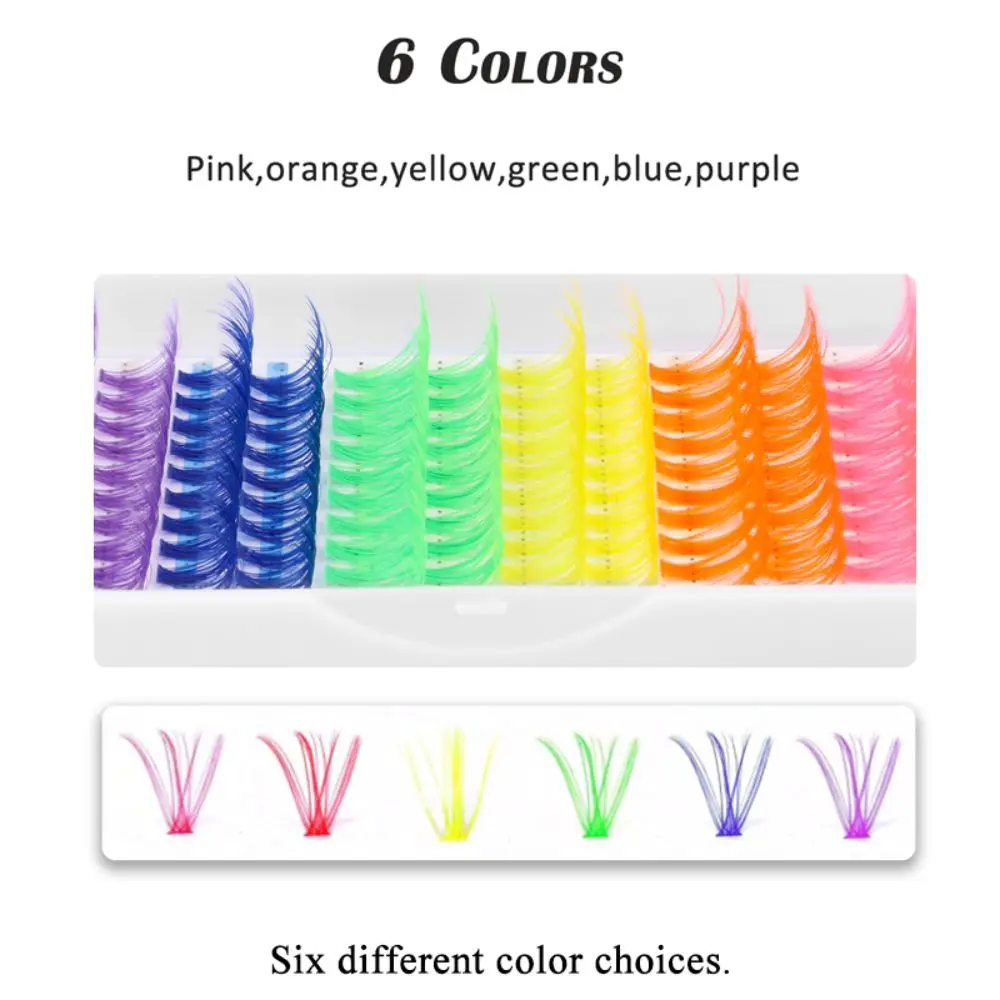 Colorful 14/16mm 40D Curl Lashes Wispy Glitter Manga Lashes Skin-Friendly Spikes DIY Cluster Lashes Makeup Tools  Accessories