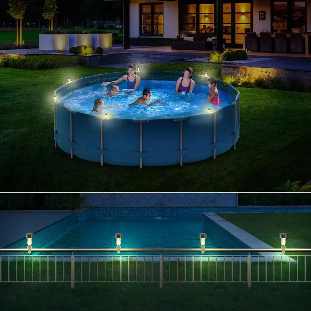 LED Pool Lights 6/1Pcs Waterproof Solar Lights Pool Enclosure Lighting Decor Outdoor Swimming Pool Fence Decoration