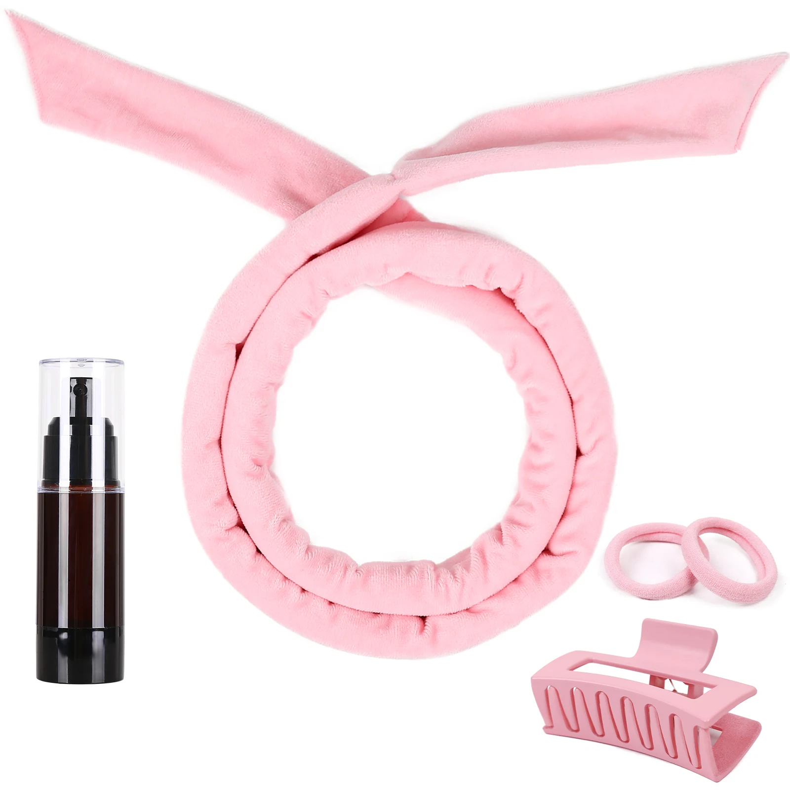 

Pink Lazy Hair Curlers Set Heatless Curling Rod Headband Curls Hair Rollers Sleeping Soft Wave Former Women Hair Styling Tools