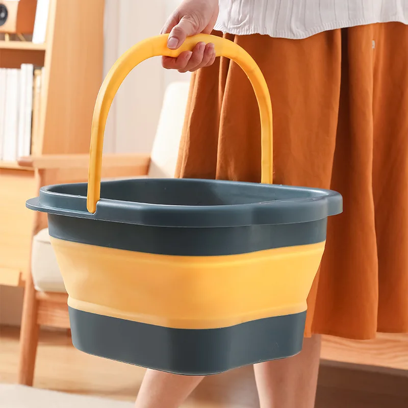 WIKHOSTAR Foldable Bucket Pedicure Tub for Feet Massage Foot Spa Basin Household Folding Basin Laundry Car Washing Bucket