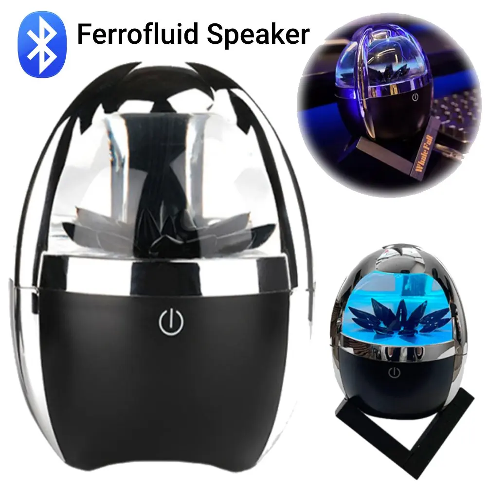 Bluetooth-Compatible Dancing Ferrofluid Speaker Decorative Egg Shape Speaker Multi-Function Wireless Speaker Desktop Subwoofe