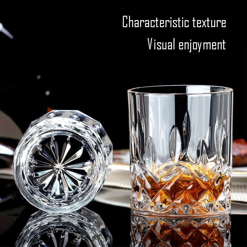 European High Appearance Level Crystal Water Cup,Lead-Free,No Frayed Edge,Texture,Home Bar Wide Mouth,Whiskey Glass,Beer Mug