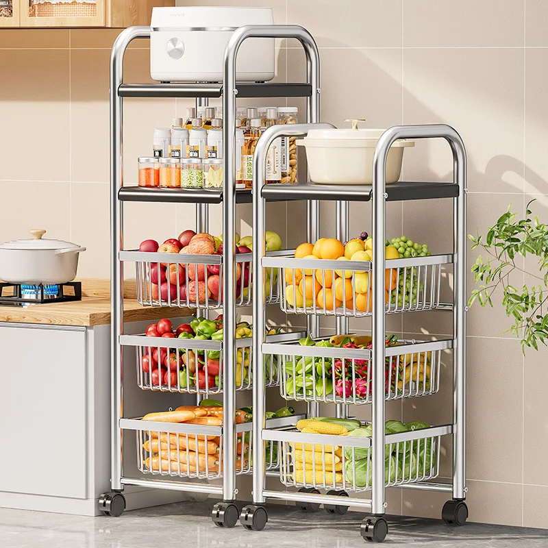 Stitched Cart Storage Rack Multi-layer Kitchen Narrow Gap Bathroom Storage Rack Floor Snack Storage Rack