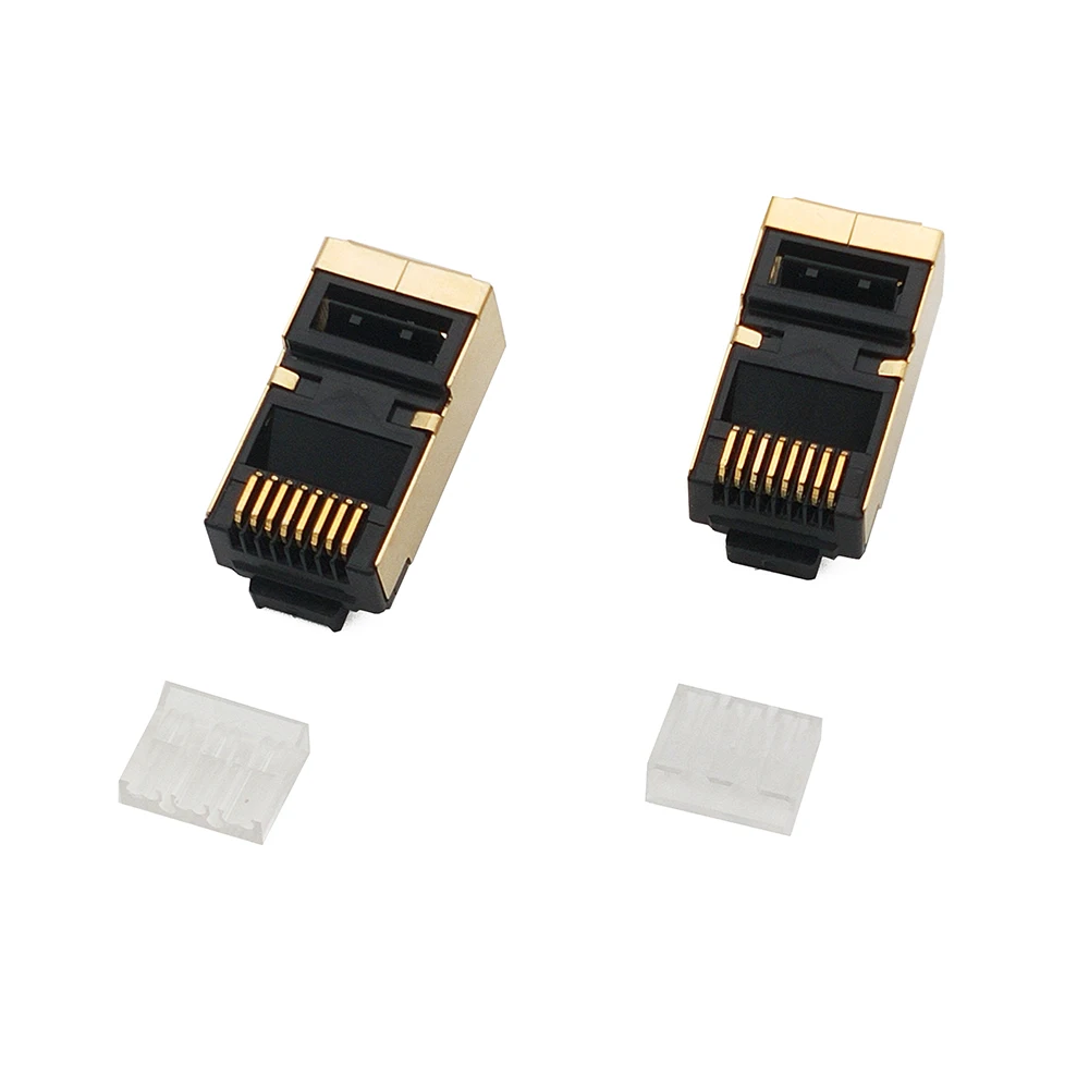 20PCS Cat6 RJ45 Connector 8P8C Modular Plug gold plated Shielded two-piece wire hole 1.0mm 110 degree high temperature