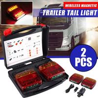 2pcs Wireless Magnetic LED Truck Tail Light Trailer Rear Light Signal Warning Brake Light For Caravans Campers Lorry RV