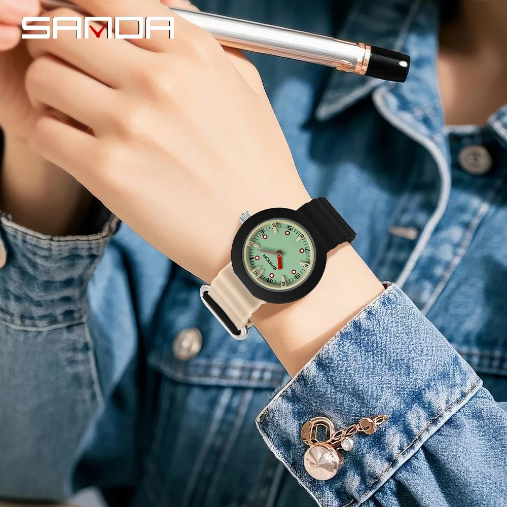 SANDA nouveau 9108 montre à Quartz pour enfants mouvement importé étanche lumineux disque stéréoscopique montre pour étudiant pour enfants 2025