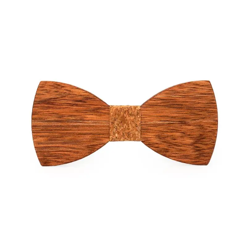 

Handmade Cork Wooden Bow Ties For Men Wedding Party Unique Accessories Neckwear Solid Color Whole Wood Butterfly