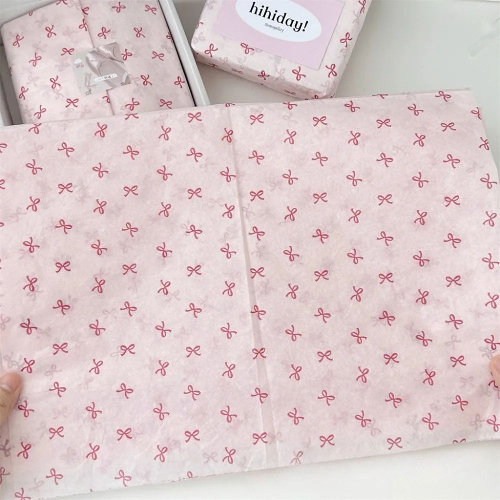 20 sheets Pink Bow Pattern Ins Ballet Bow Copy Paper Flower Bouquet Packaging Paper Diy Gift Packaging Materials Snow Pear Paper