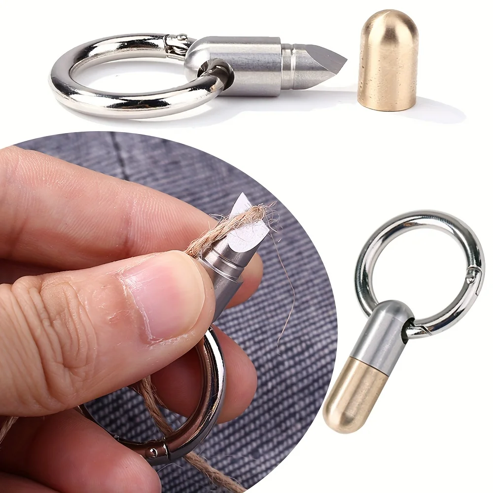 Stainless Steel Cutting tool multi-function Pill EDC portable Mini Tool Key Ring Pendant Tool Capsule Knife Tiny Cutting Tool