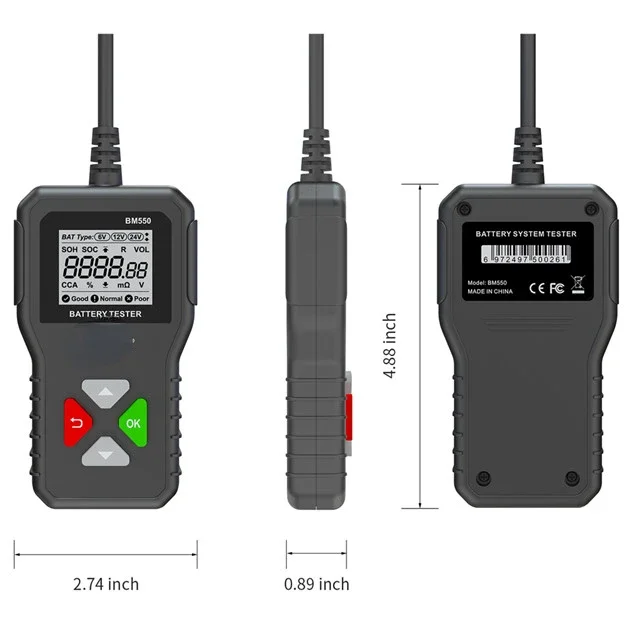 Universal BM560 BM550 Car Battery Tester 24V 6V 12V 3-in-1 bm 550 Automotive Test Tools show Battery Life hot sales