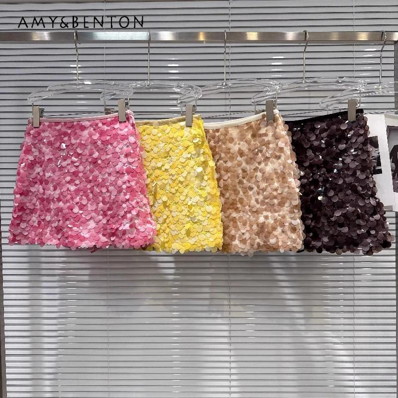 

Модная женская короткая юбка с цветными пайетками, новинка Весна-Лето 2026, стильная, крутая, сексуальная, универсальная, А-силуэт, для вечеринок