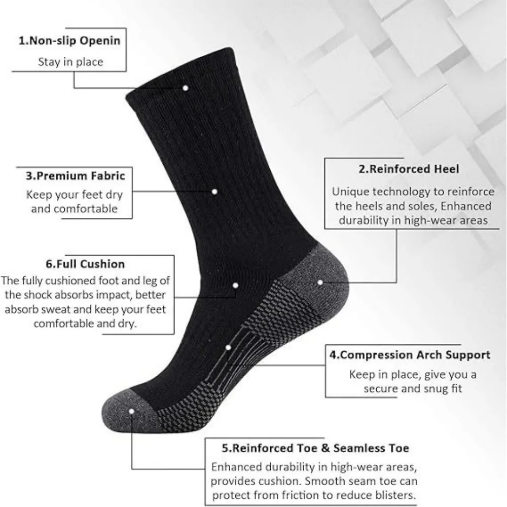 Men's Thermal Cotton Socks with Odor Control And Arch Support Seamless Toe for Hiking And Office Wear Socks