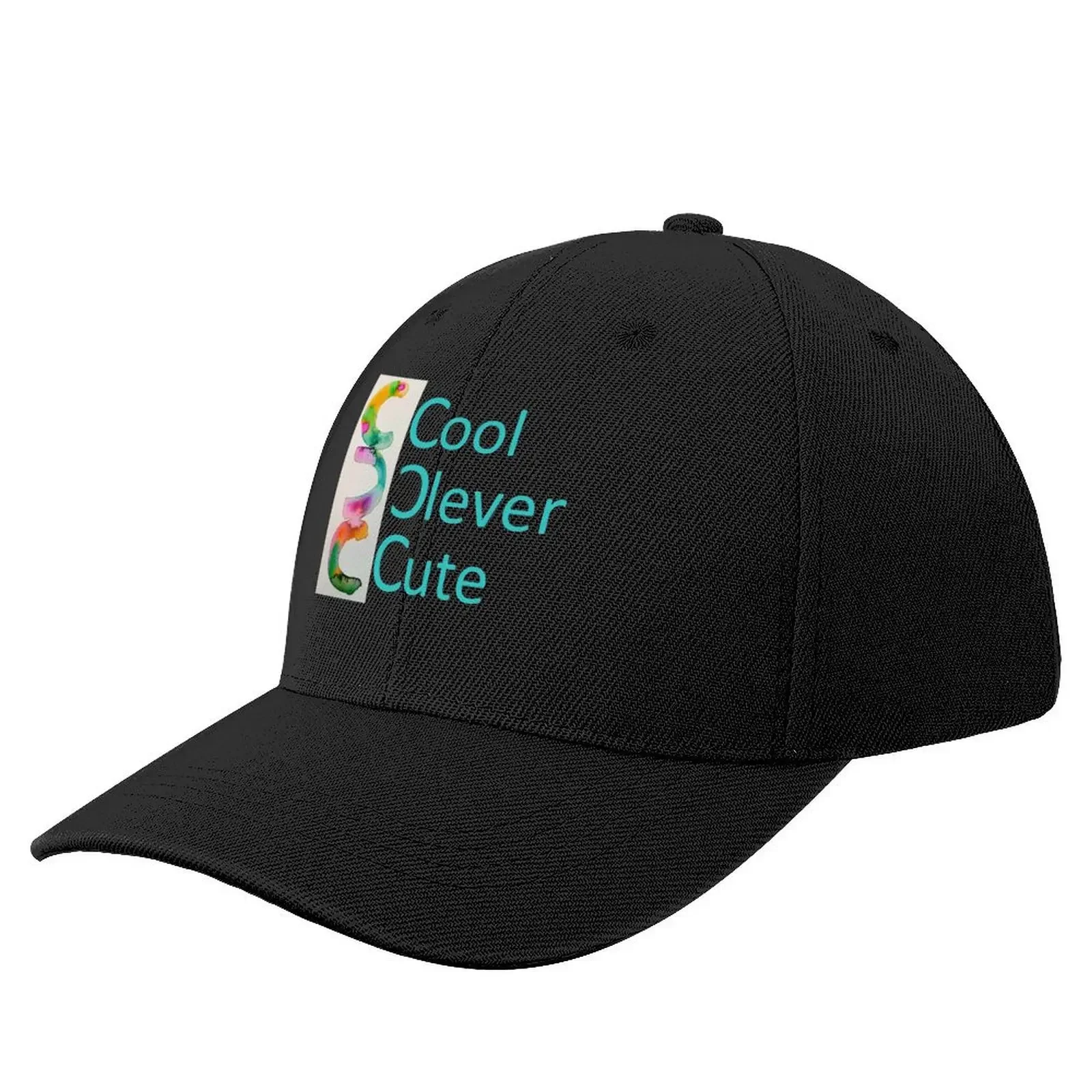 CoolCleverCute classic logo in beautiful pastel turquoise, pink, and yellow colors Baseball Cap Anime Beach Caps For Men Women's