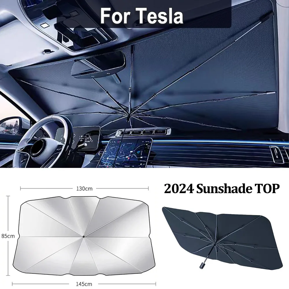 Car Sunshade Windshield Umbrella For Tesla Model 3/ Y/ S/ X Roadster Cybertruck Car Front SunShade Parasol Foldable