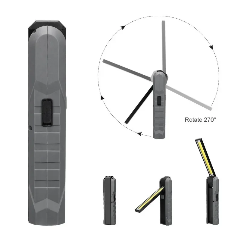 Luz de trabajo COB portátil, linterna magnética recargable por USB, lámpara de mano de inspección Flexible, luz de trabajo para exteriores