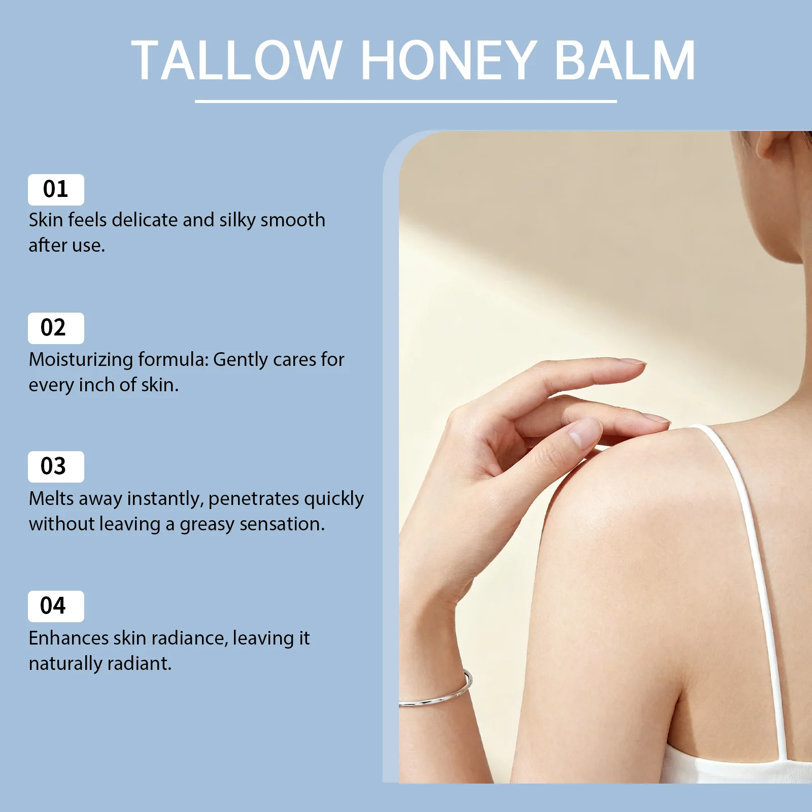 GHK-CU Tallow Honey Balm Moisturizer for Face and Body Grass-Fed Beef Tallow Cream Nourishing Skin Barrier Care