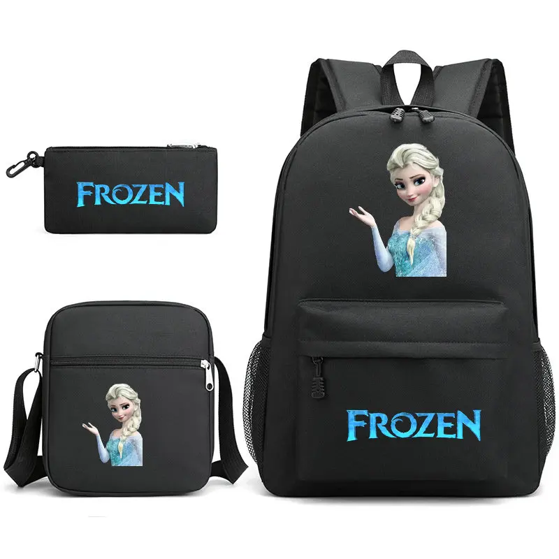 MINISO 3pcs Cartoon Frozen Backpack Boy Girls School Laptop Bag Teenager Shoulders Casual Travel Lightweight Daypack