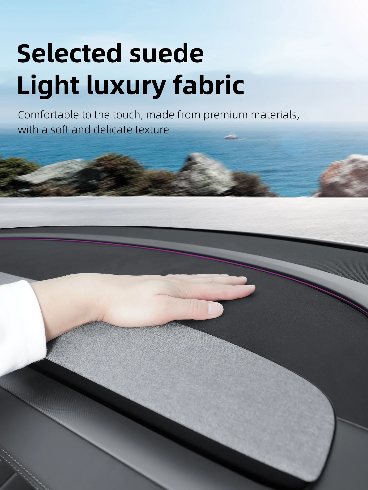 Für Tesla Model YL 6-Sitzer 2026 Armaturenbrett-Abdeckung Wildleder Sonnenschutz Anti-UV Armaturenbrettmatte Rutschfeste Pads Auto-Zubehör – Detail 4
