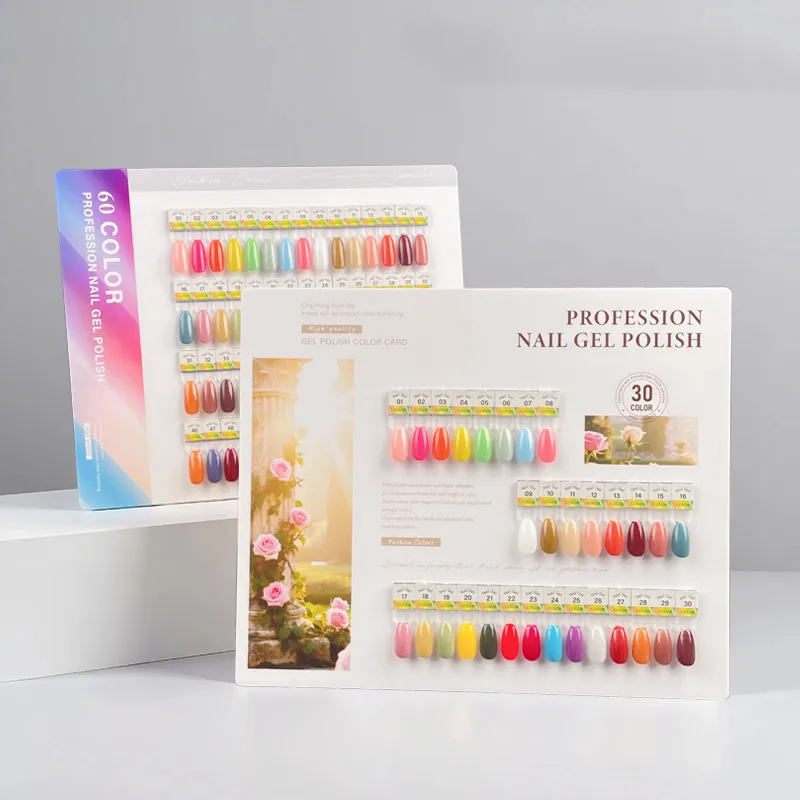 24/30/60 สีแม่เหล็กที่ถอดออกได้เล็บ Swatch สีการทดสอบแผ่นเล็บอะคริลิคจอแสดงผลเล็บแสดงชั้นวาง