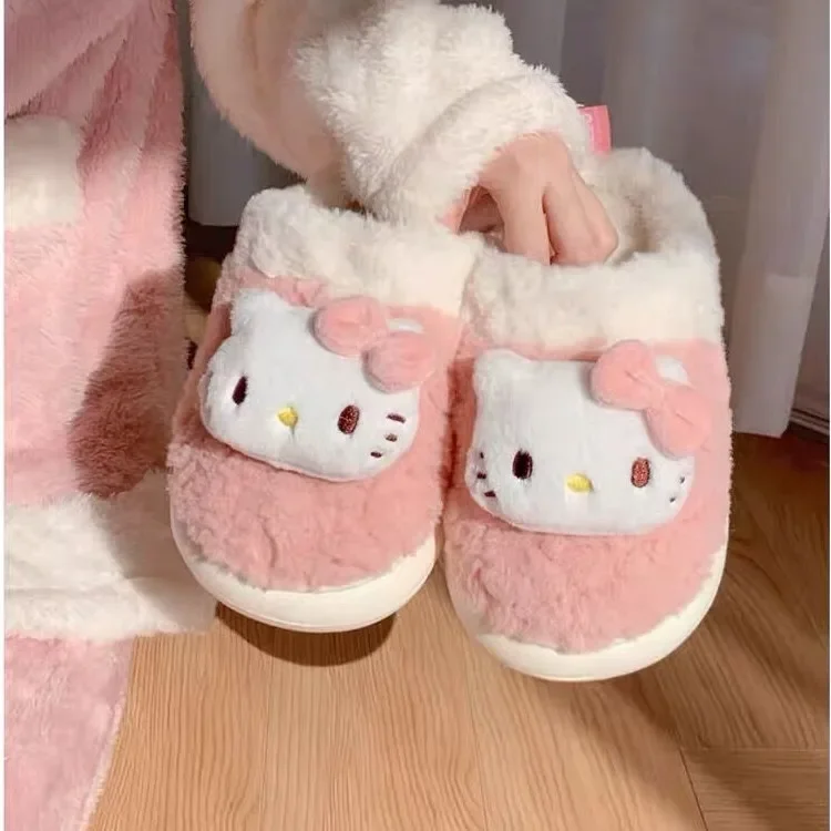 Fashion Couple Winter Toe Wrap Warm Plaid Cotton Slippers Thick Soft Sole Slides Men Women Indoor Floor Flat Home Non-slip Shoes