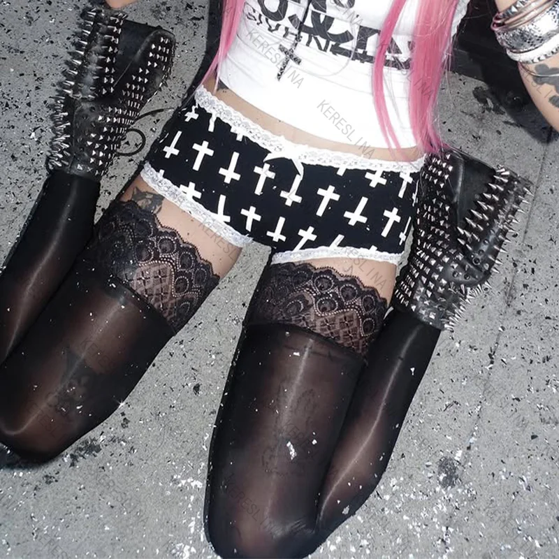 Pantalones cortos de estilo gótico para mujer, estilo oscuro, estilo americano, estilo retro, punk, emocional, estilo Harajuku Y2K, mini shorts de moda que combinan con todo