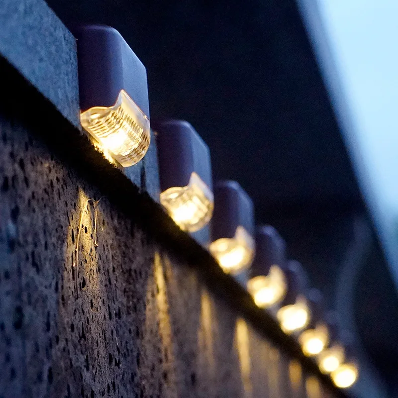 16pcs LED Solar Fence Lighting Outdoor Waterproof Wall Lamps Garden Landscape Step Pathway Deck Balcony Patio RGB Solar Lights