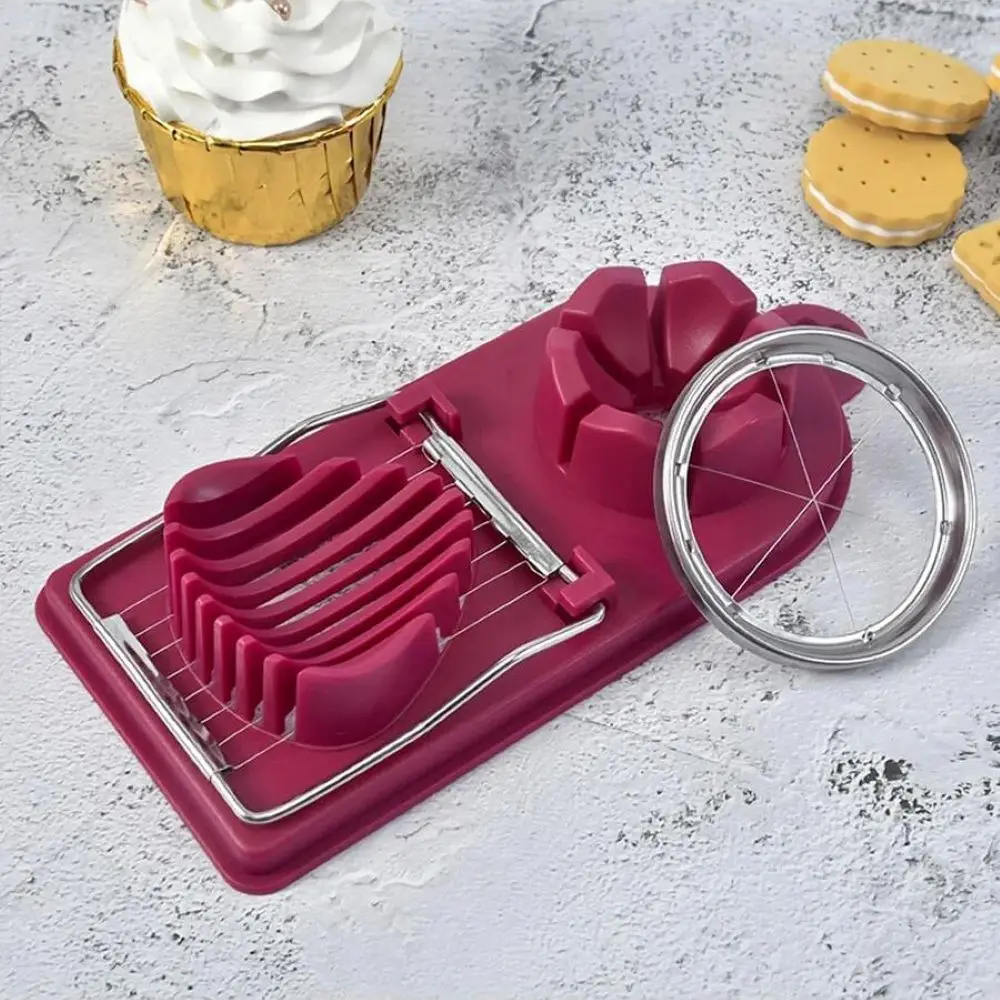 Multifunctional Egg Cutter with PP Base 2-in-1 Stainless Steel Wire Pull Design for Hanging High-Quality Kitchen Accessory