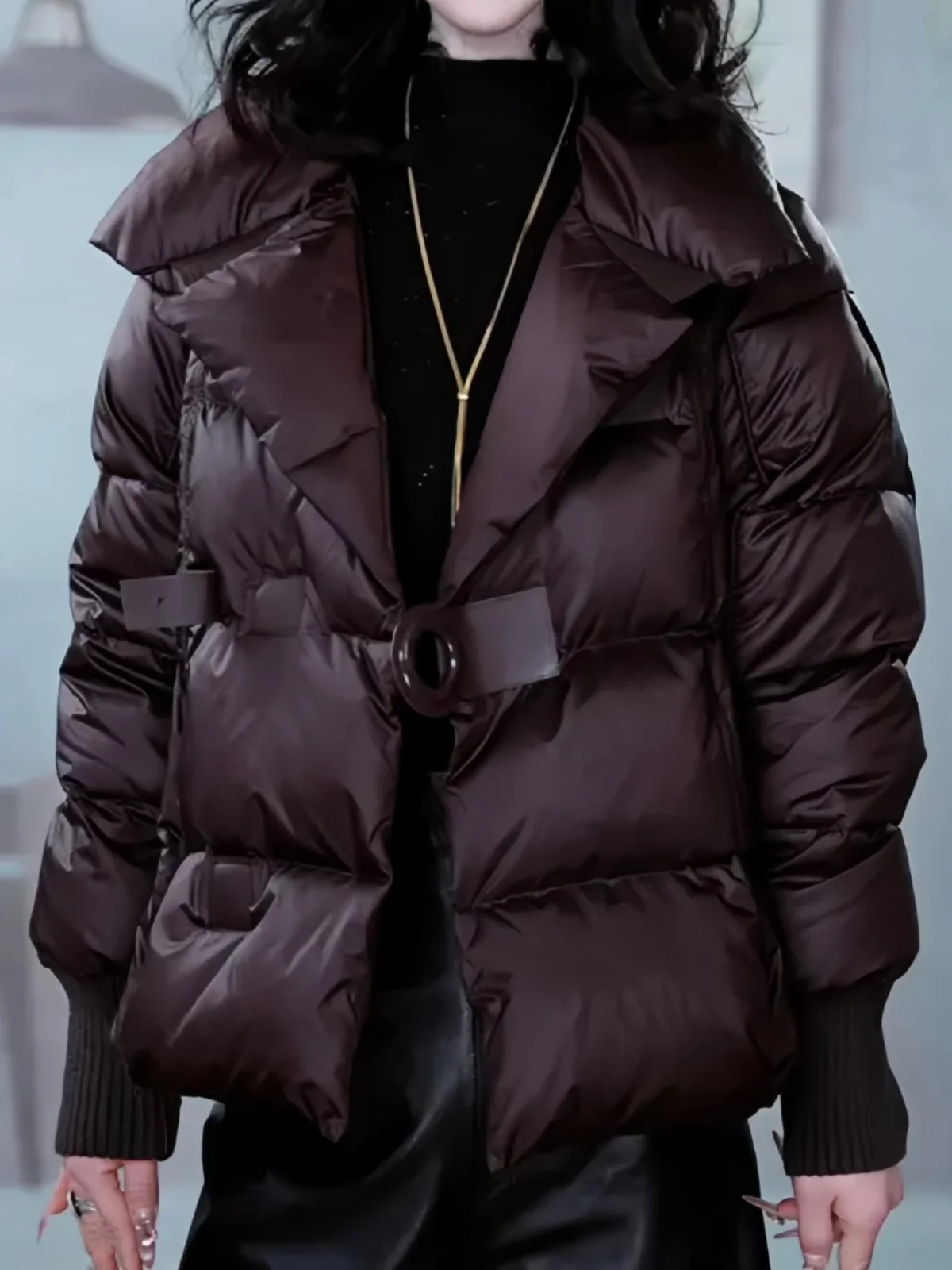 

ort Thiened down Cotton Jaet Women's Faionable Sli Anti-Aging Winter Outerwear Korean Sle Loose Fit Pure Color