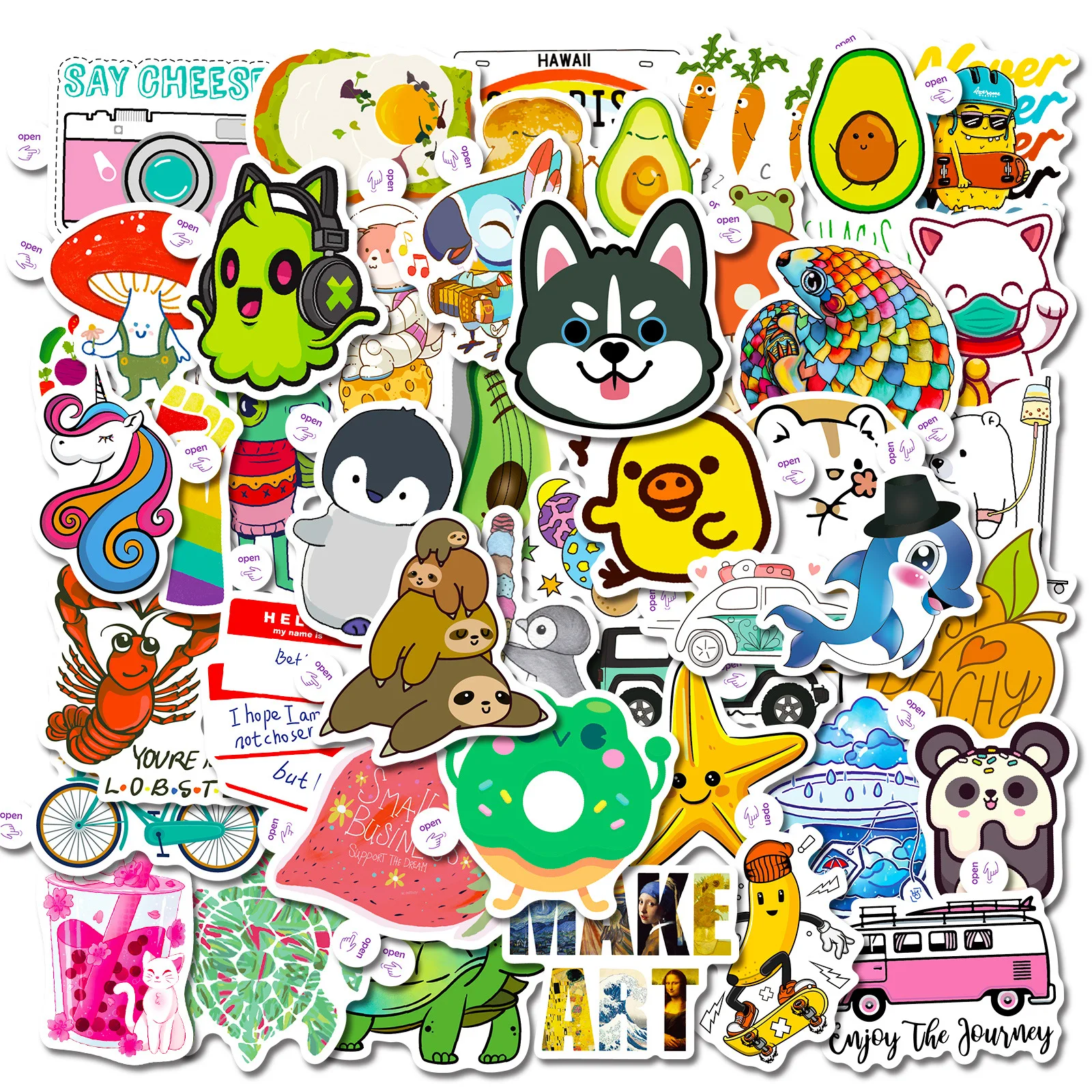 

50Pcs Cute Little Fresh Series Stickers Suitcase Phone Case Water Bottle Waterproof Decoration Diy Sticker Packs