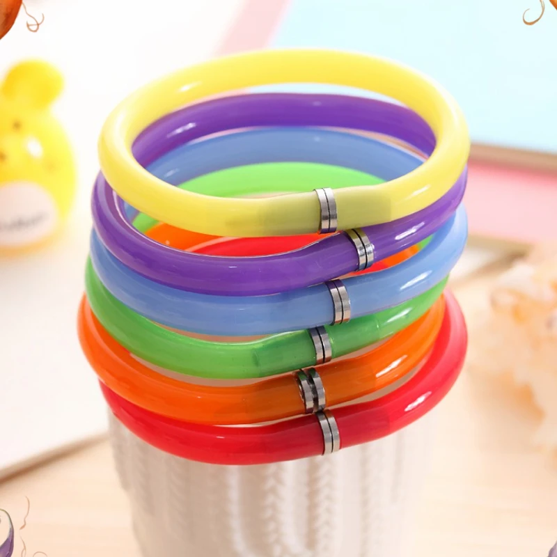 12 Pcs Creative Candy Color Bracelet Pen Blue Ballpoint Pen Student Kids Creative Stationery Back To School