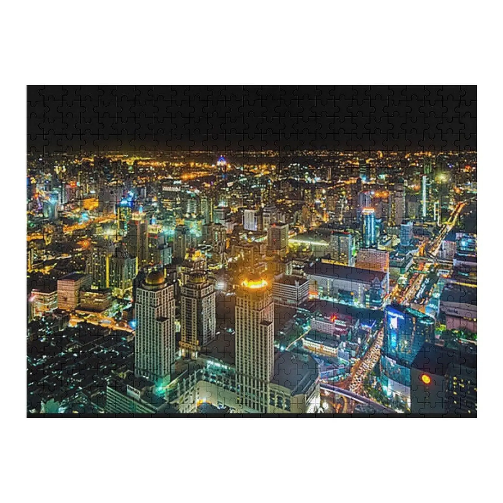 

Bangkok Thailand Nightscape, Bangkok cityscape, Skyline, skyscrapers, bright lights, southeast Asia, Thai, Tom Key Jigsaw Puzzle