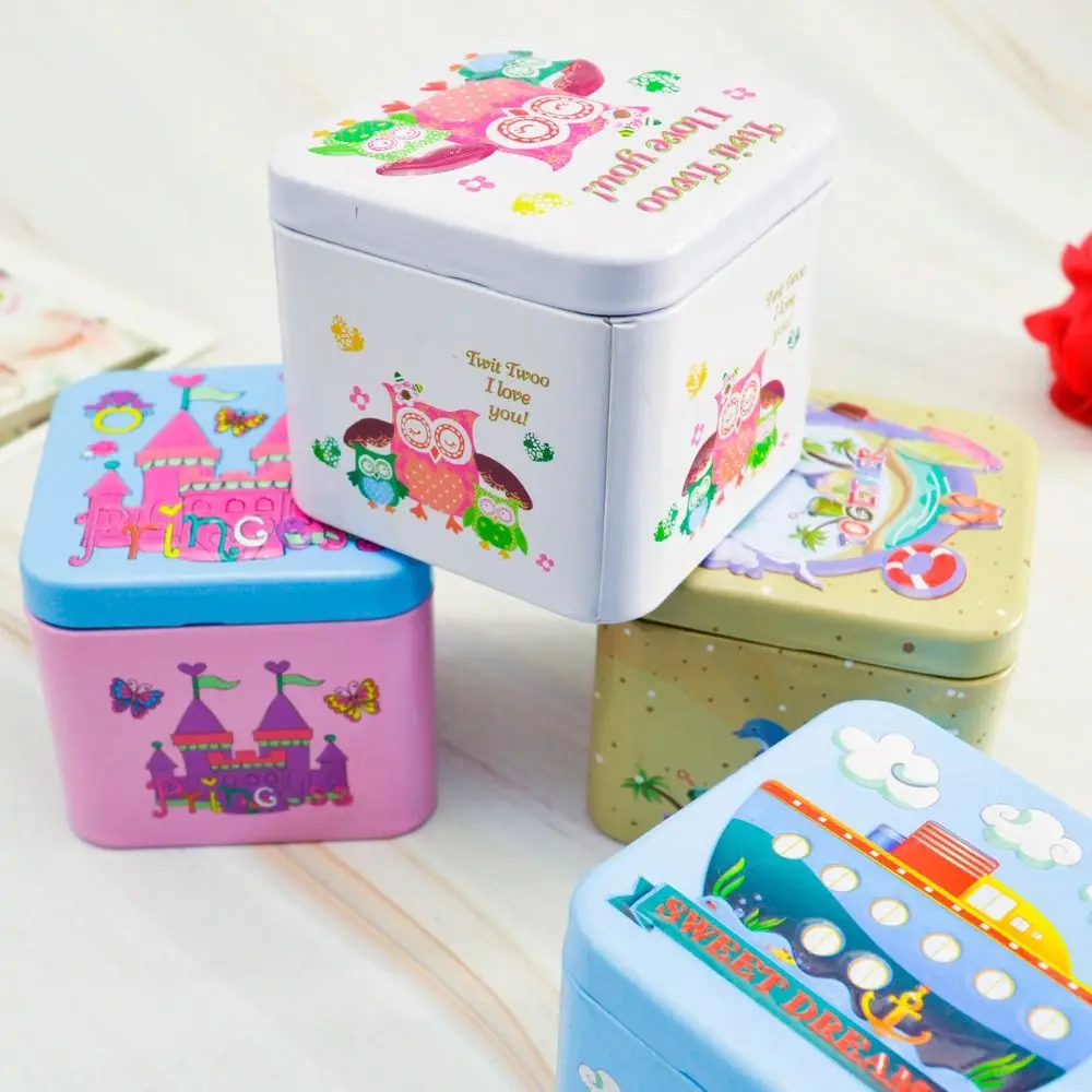 Exquisite 3D Cartoon Tin Box Biscuit /Tea leaf Sundries Container Case Metal Customizable Wholesale Child Gift Box Square