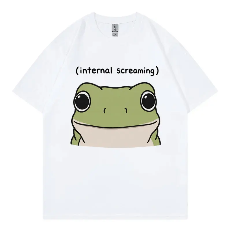 Internal Screaming Funny Frog Meme T Shirt High Quality Cotton Oversized T-shirts Men Women Fashion Casual Short Sleeve T-shirt