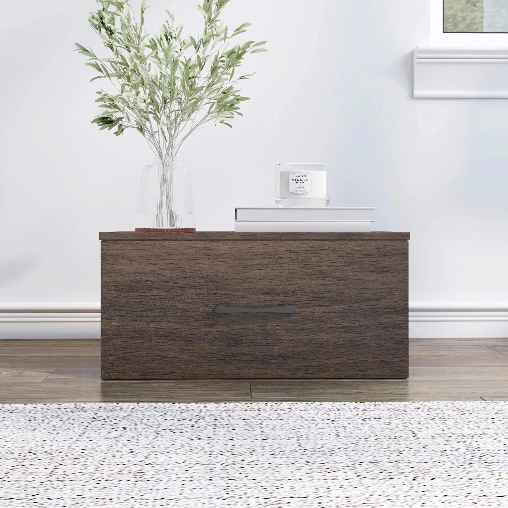 Sistema de almacenamiento modular con un cajón, nogal