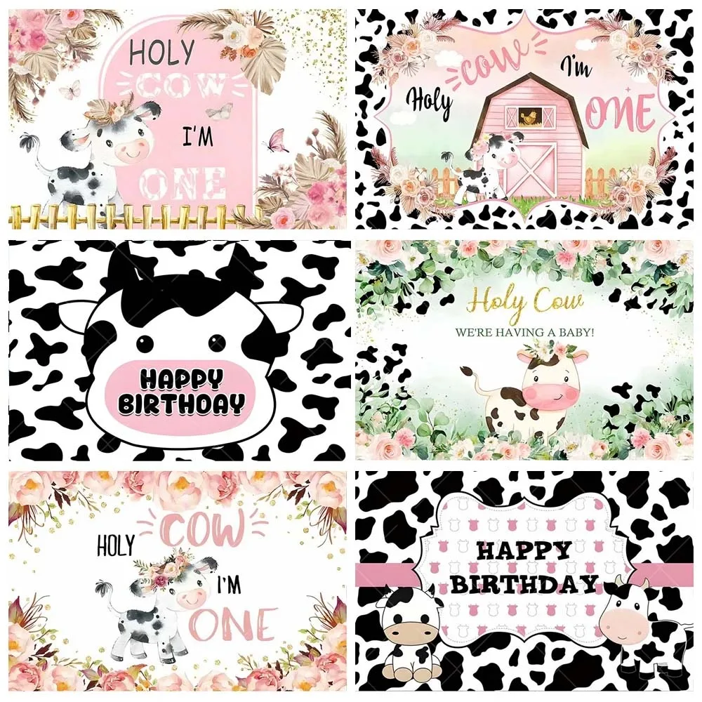 

Cartoon Cow Backdrop Banner Farm Cow Theme Background for Kid Baby Shower Photo Background Shoot Props Birthday Party Decor