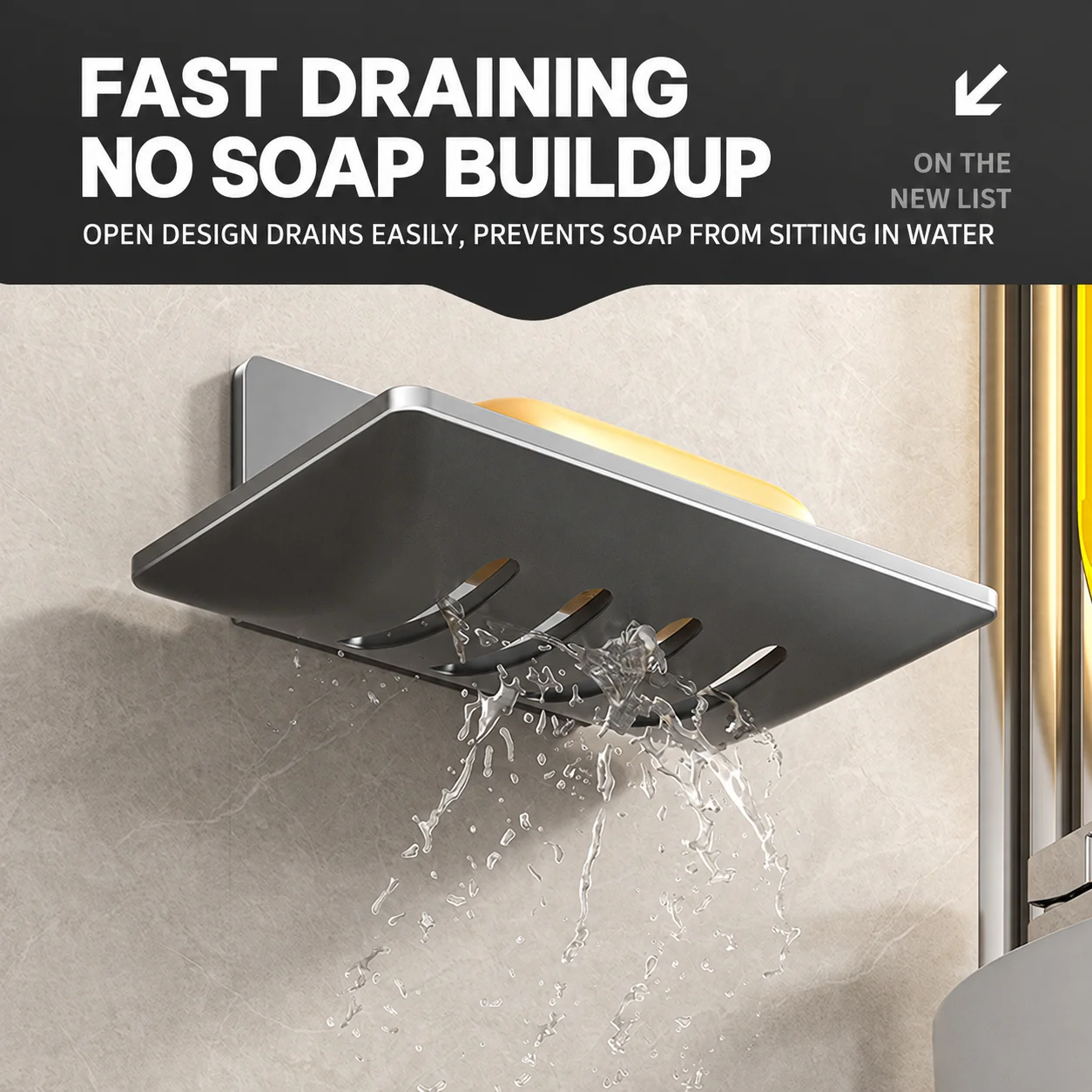 Carbon Steel Soap Dish Wall Mounted Wall Mounted Soap Dish Wall Mounted Soap Holder Anti Rust For Smooth Metal Bathroom Kitchen