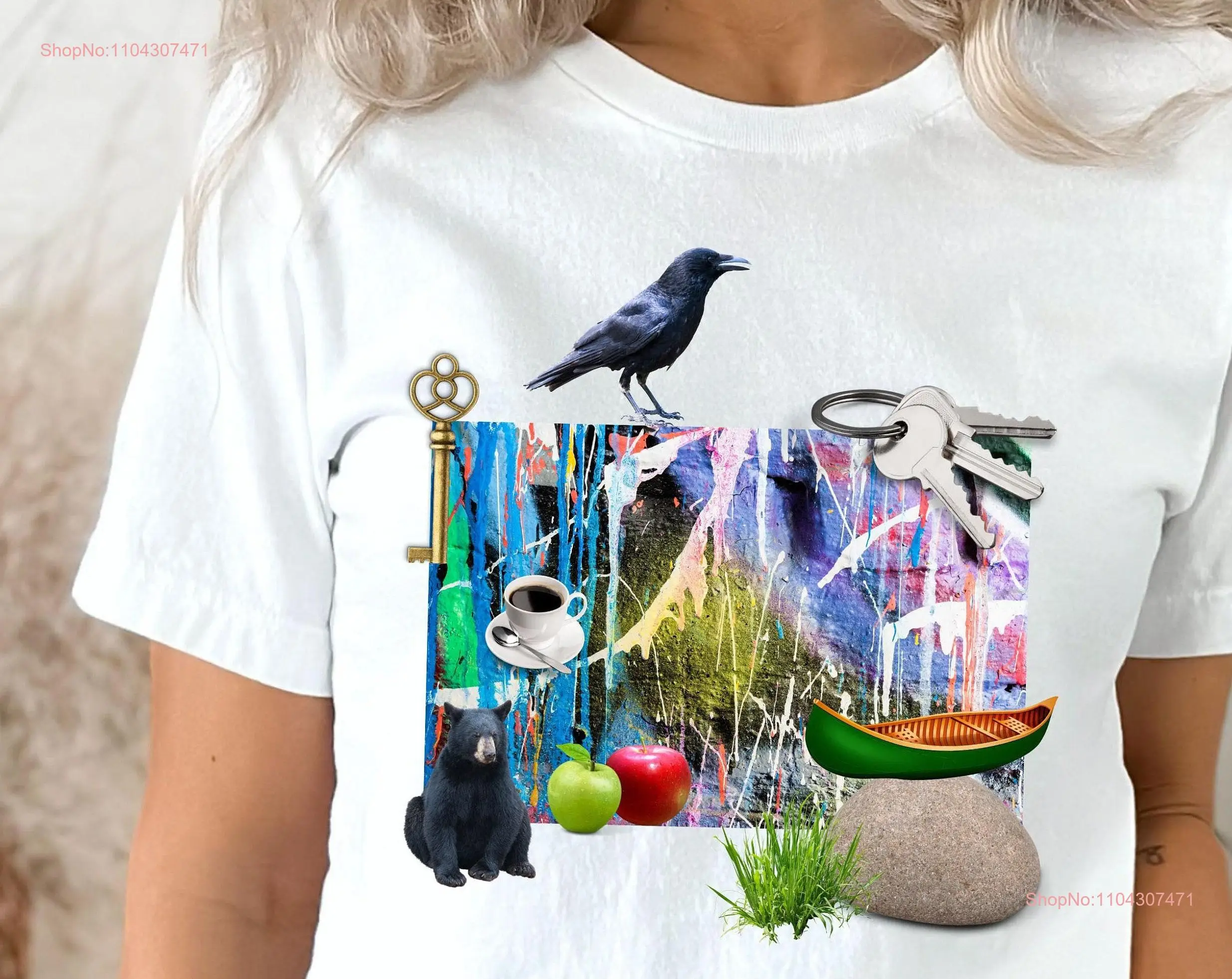 Maximalist Collage T Shirt Abstract Art with Graffiti Vibe Photos and s Quirky Exciting New Style Unique