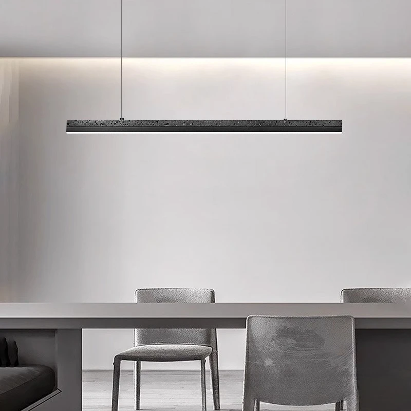 Italian minimalism, black hole stone, restaurant, bar, chandelier,Nordic simplicity, one-word strip