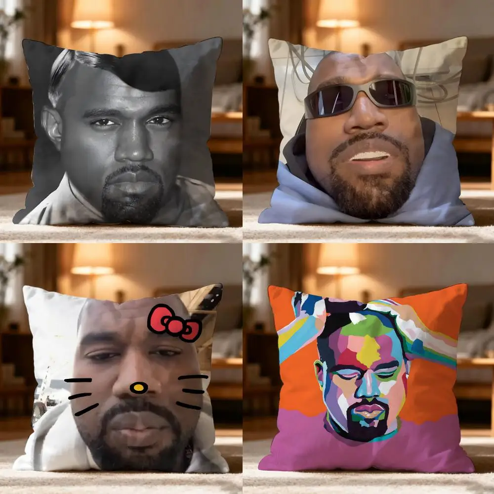 K-kanye West Rapper Singer Cushion Cover Cushion Cover Soft Washable Pillow Case Multi-Scene For Couch Bed Travel Office Use