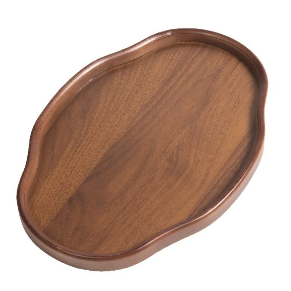

Classic Irregular Shape Bamboo Decorative Serving Tray Vintage Smooth Surface Fruit Platter Chinese Style Bread Plate Hotel