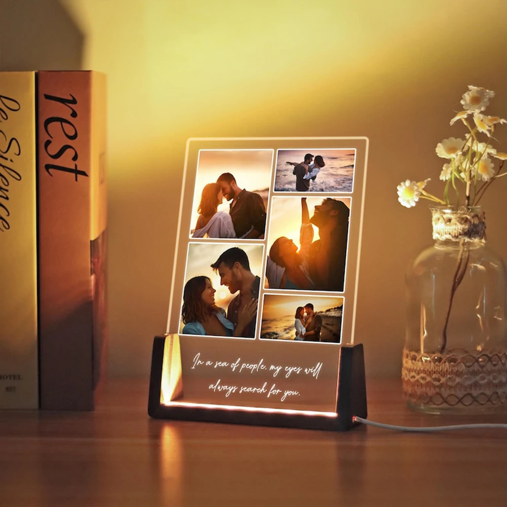 Personalized Acrylic Night Light Plaque Customized Photo Decoration Plaque Bedroom Decoration Anniversary Gift Christmas Gift