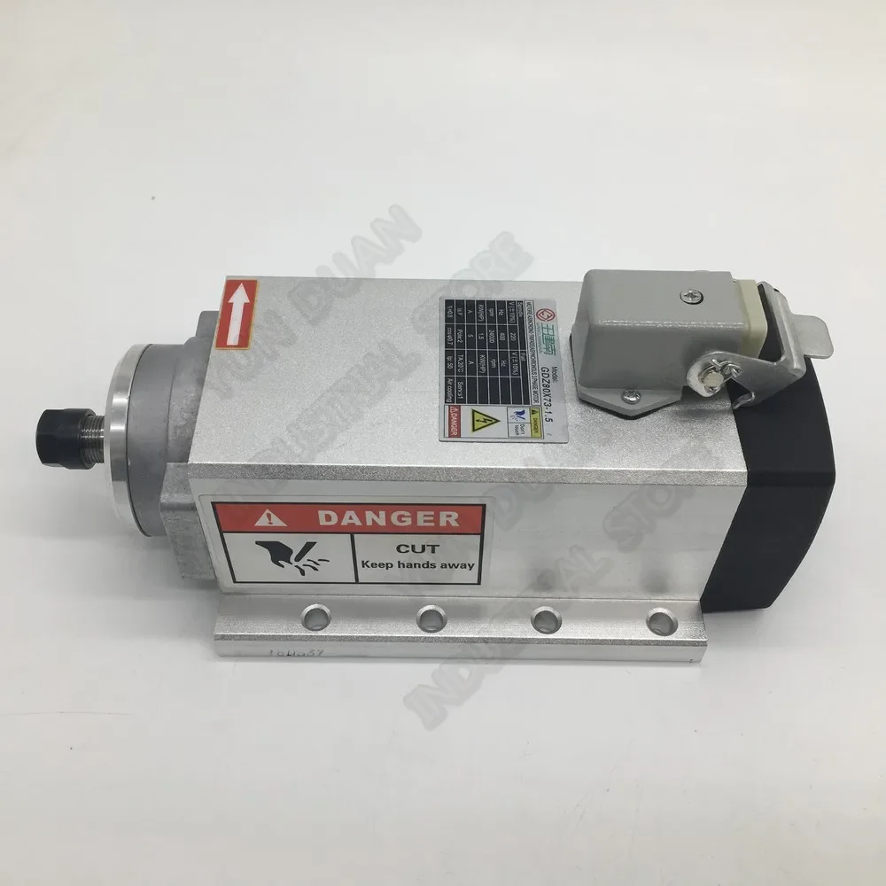 1.5KW 220V AC 3PH Square Spindle Motor Air Cooled 4 Bearings with VFD inverter kits for CNC Engraving Router Woodworking