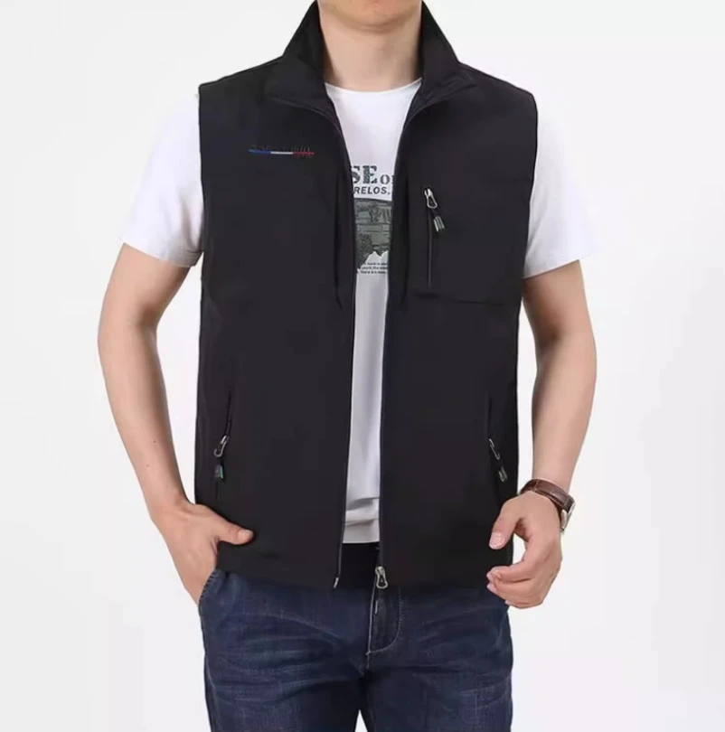 Trend cool autumn and winter outdoor travel must wear stand collar big vest men multi-pocket zipper design vest coat