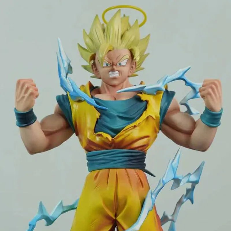 Figura Coleccionable de Anime Dragon Ball Super Saiyan 2 Goku con Efecto Halo Power Up, Modelo Decorativo de Escritorio, Regalo para Fanáticos del Anime