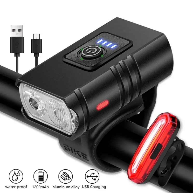 

Bicycle Light T6 LED Front USB Rechargeable MTB Mountain Bicycle Lamp 1000LM Bike Headlight Flashlight Cycling Scooter tail